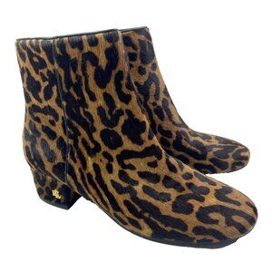 Lauren Ralph Lauren Boots Size 6.5 Welford Brown Ankle Calf Hair Animal Print
